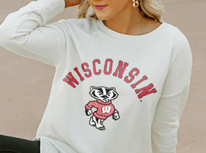 Wisconsin Badgers Side Split Ivory Sweatshirt