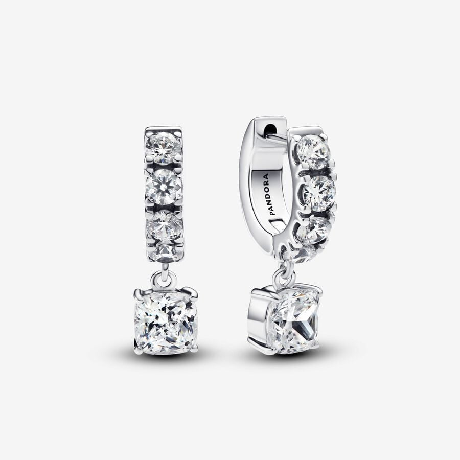 Pave dangle hoop earrings 293547C01