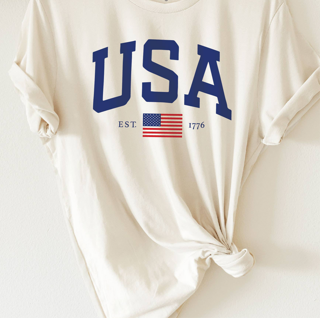 USA EST.1776 Graphic T-shirt: VINTAGE WHITE