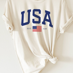 USA EST.1776 Graphic T-shirt: VINTAGE WHITE