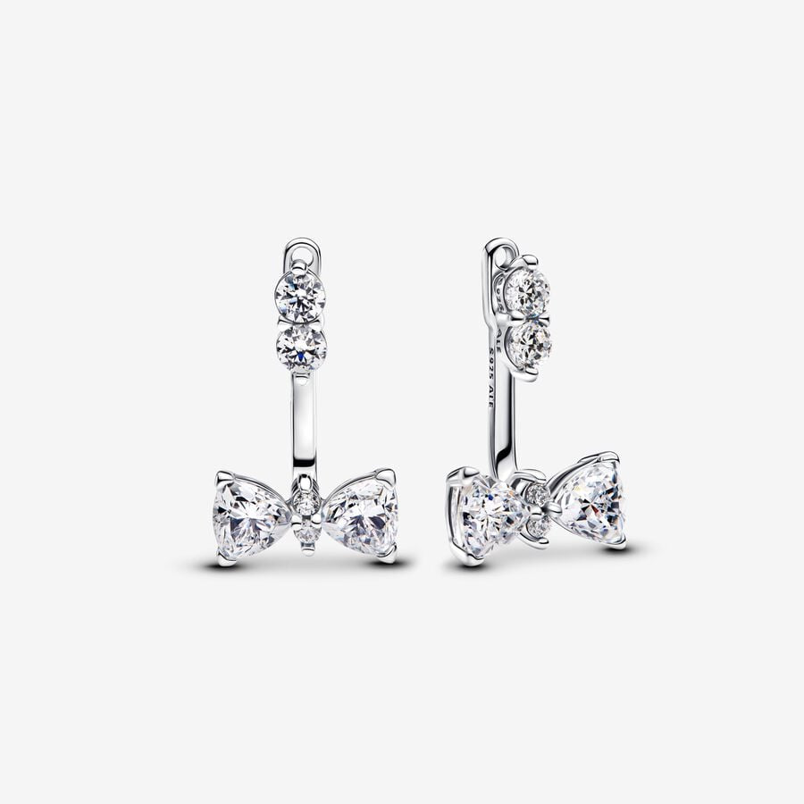Sparkling bow drop earrings