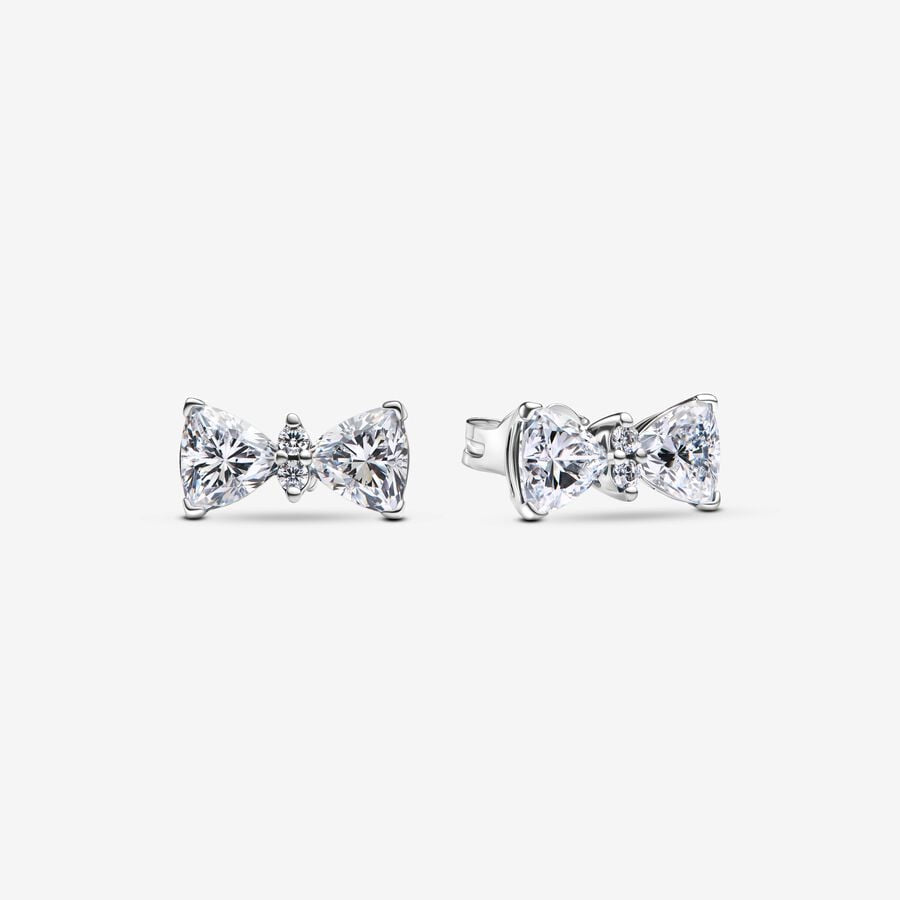 Sparkling bow stud earrings 293506C01
