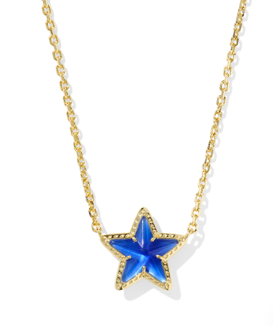 CASSIDY SHORT PENDANT NECKLACE GOLD TONE - COBALT ILLUSION STAR - KENDRA SCOTT -