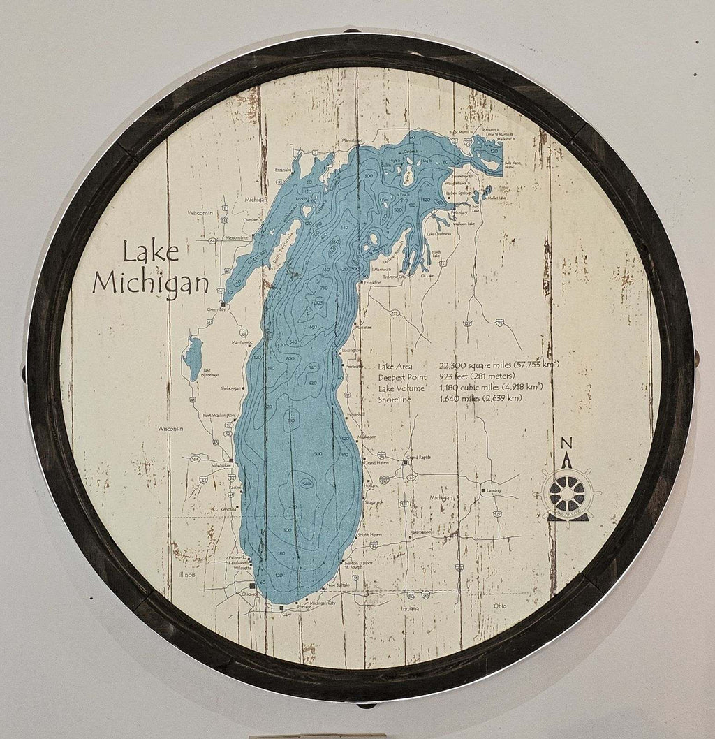Lake Michigan - Barrel End Style Lake Art - 23" Round