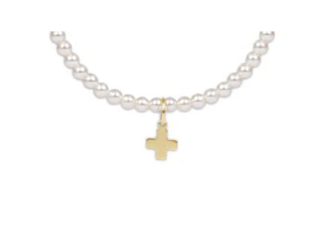 enewton - egirl Pearl crystal bracelet with goldfilled cross