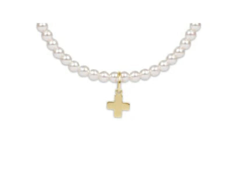 enewton - egirl Pearl crystal bracelet with goldfilled cross