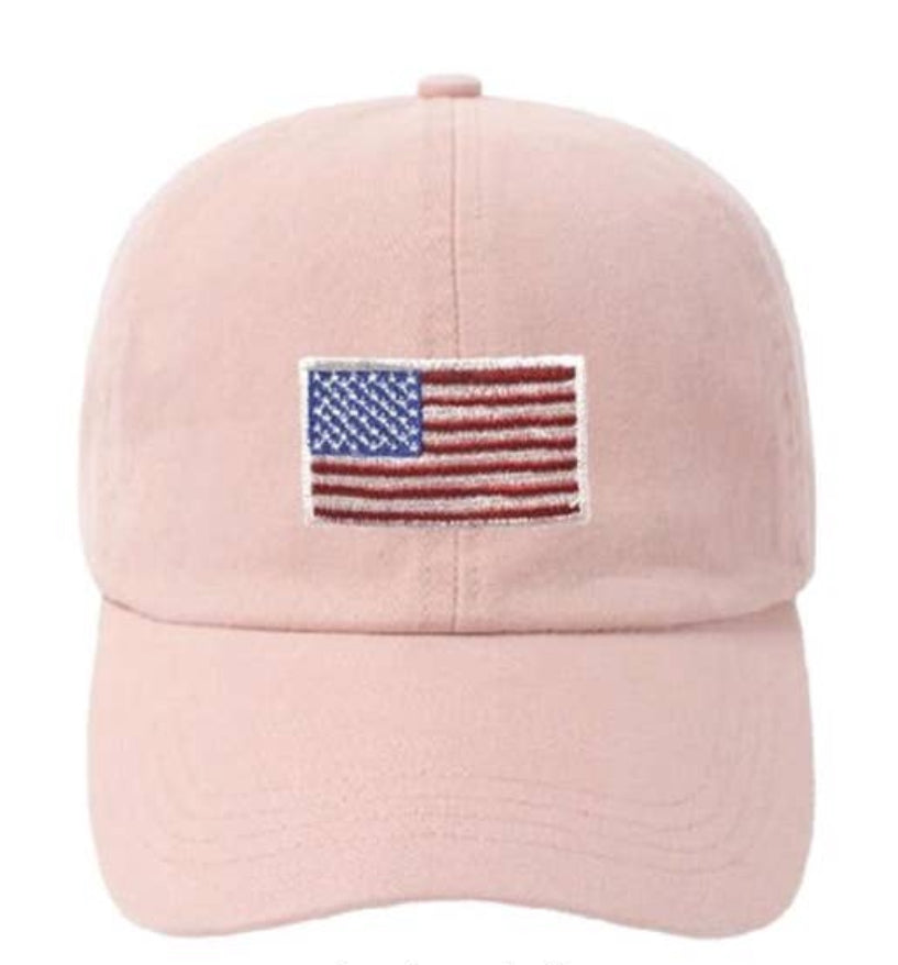 American Flag Embroidery Baseball Cap: White