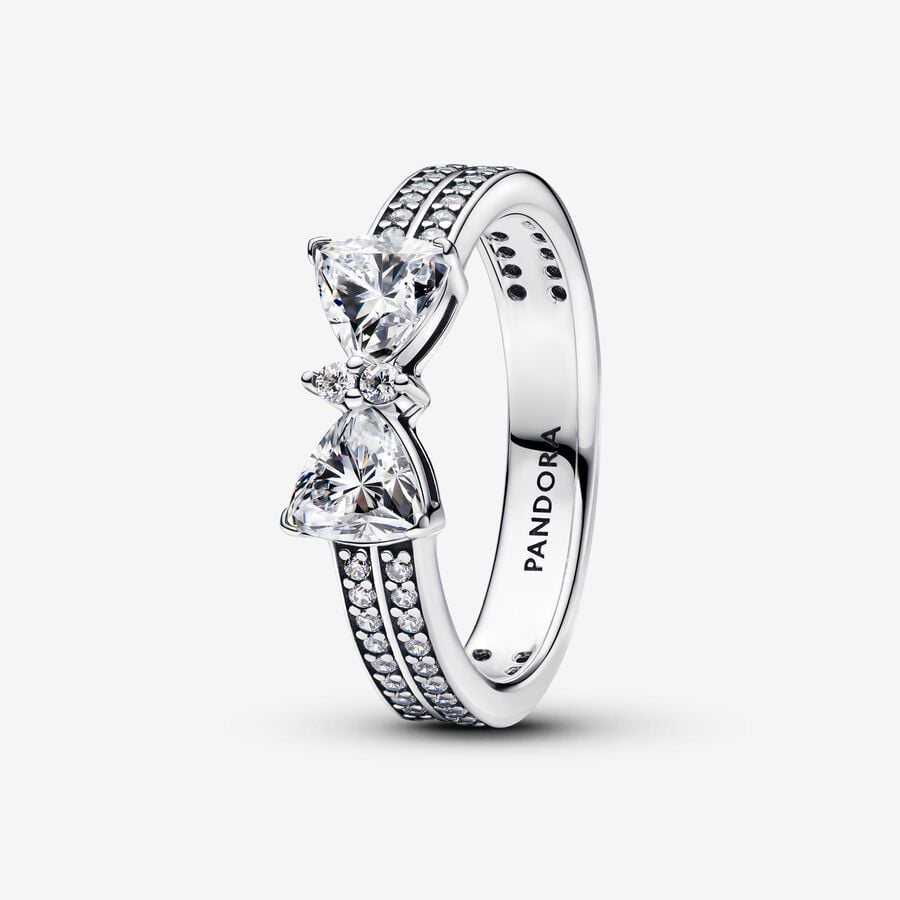 Sparkling bow double row ring 193552C01