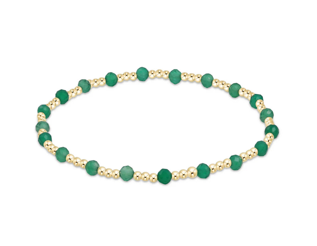 enewton - 6.25" Gemstone Gold Sincerity Pattern 3mm Bead Bracelet - green onyx