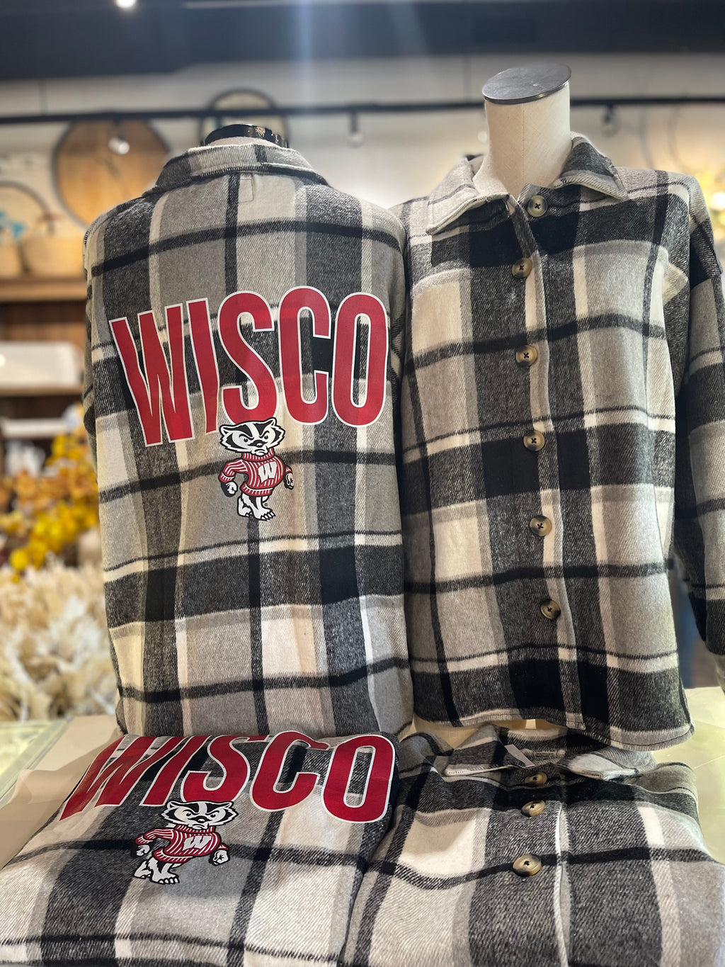 Wisco Badgers Brushed Plaid Shacket