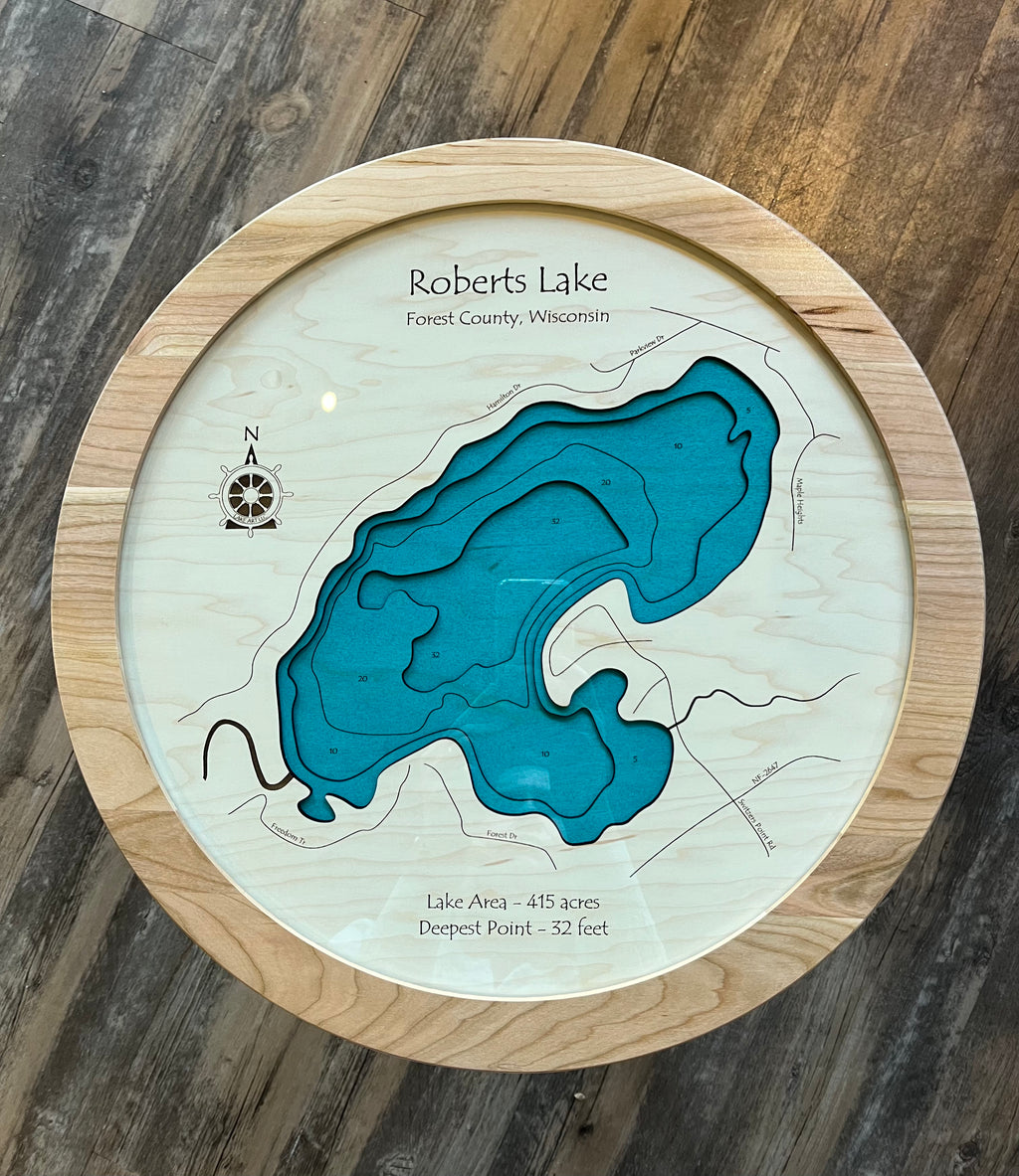 Roberts Lake, Forest County  - Lazy Susan - Bathymetry