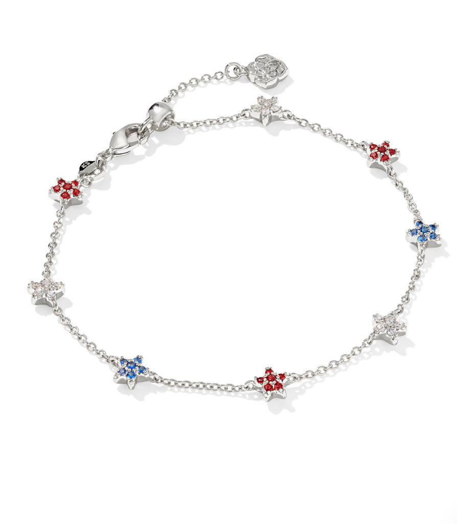 SIERRA STAR CRYSTAL DELICATE CHAIN BRACELET GOLD RED WHITE MIX KENDRA SCOTT - Rhodium over brass