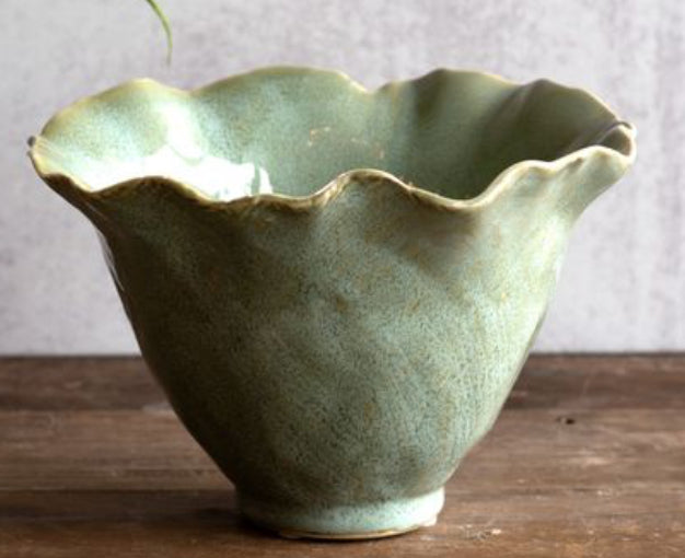 CERAMIC Description 7.5" LT. GREEN DECO PLANTER