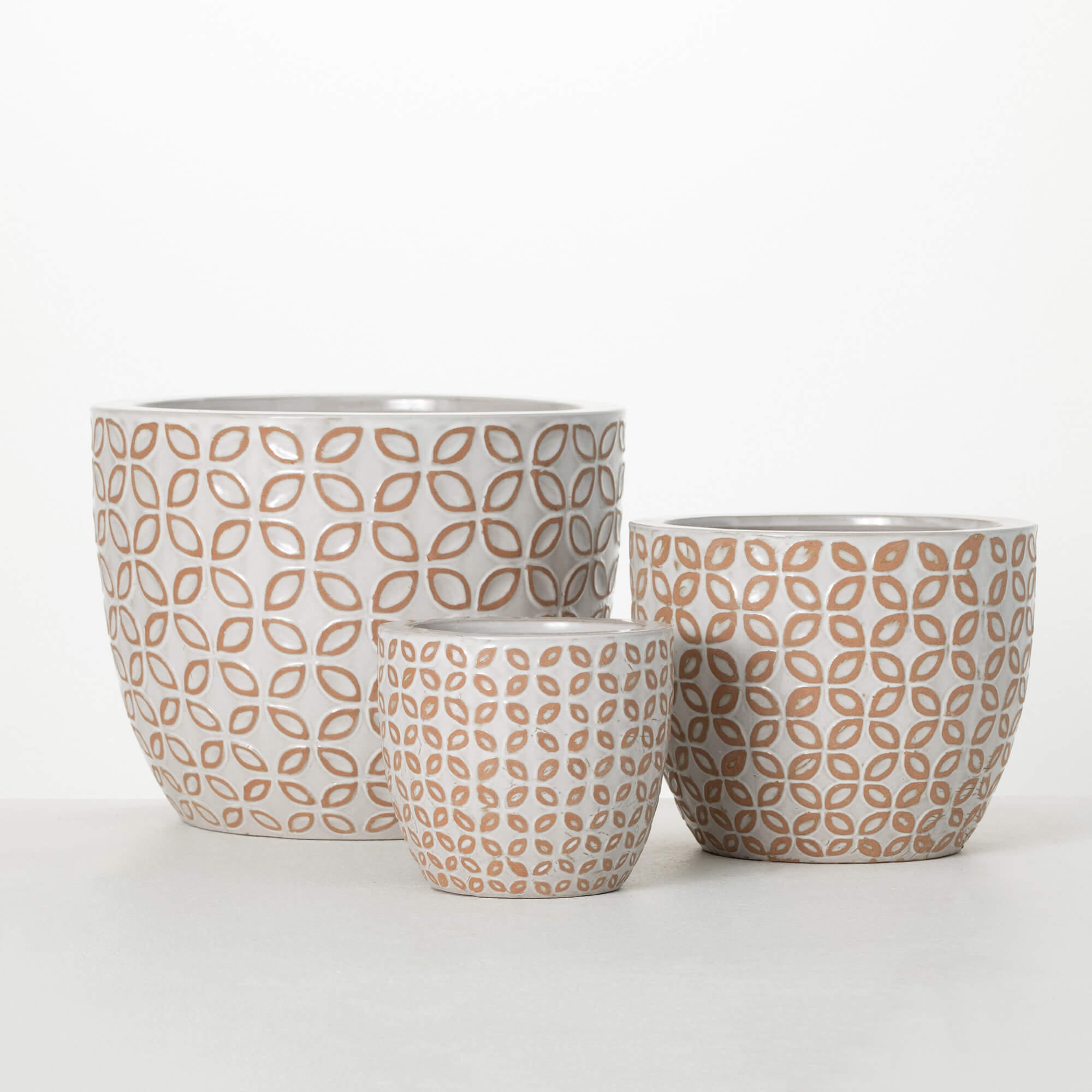 GEOMETRIC PATTERNED PLANTERS three sizes each sold separately (Copy)