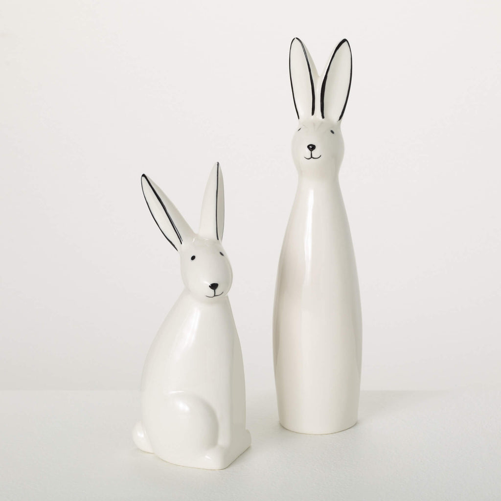 ABSTRACT PORCELAIN BUNNY SET OF TWO