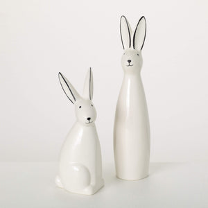 ABSTRACT PORCELAIN BUNNY SET OF TWO