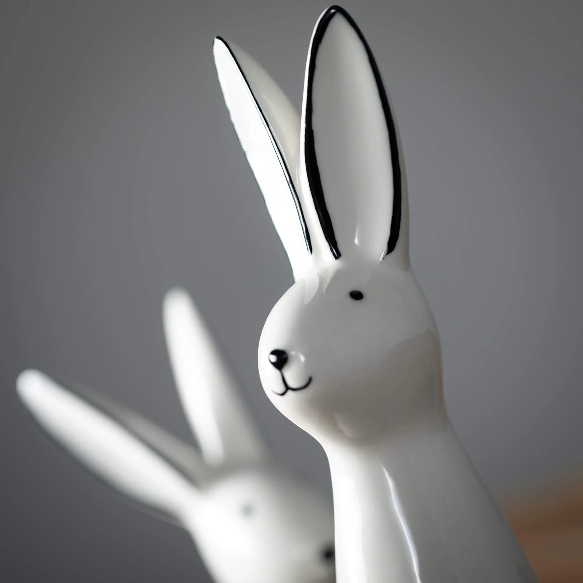 ABSTRACT PORCELAIN BUNNY SET OF TWO