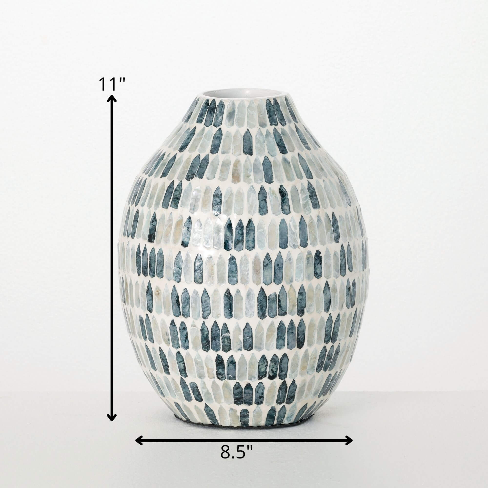 BLUE BAMBOO CAPIZ URN VASE