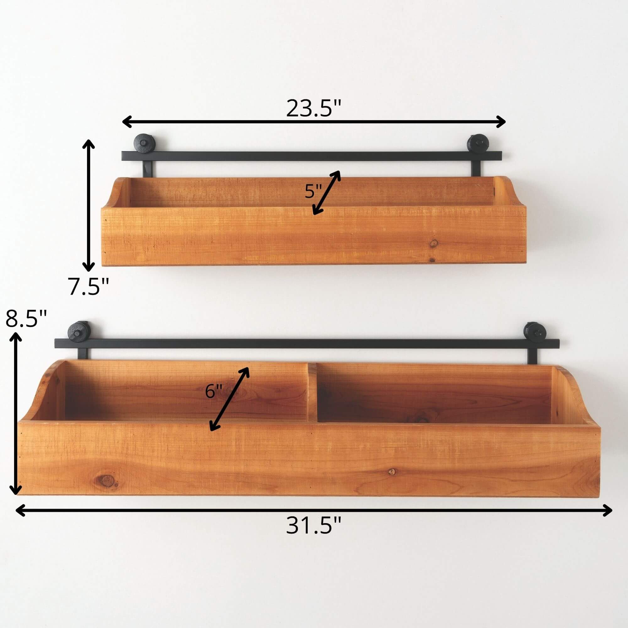 WOOD AND METAL BOX WALL HANGER SHELF, 2 SIZES EACH SOLD SEPARATELY (Copy)