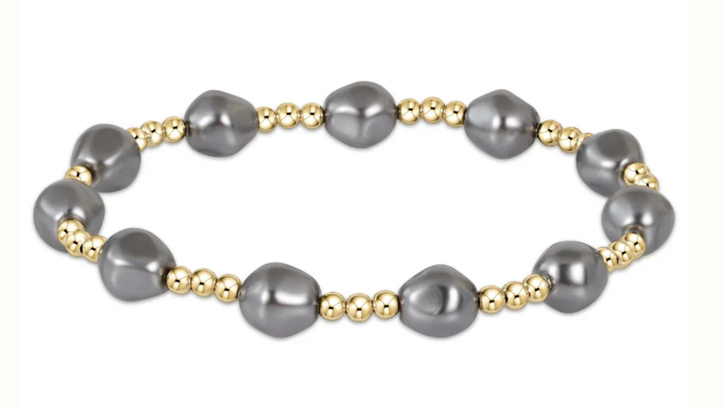 enewton - 7.25" Admire Gold 3mm Bead Bracelet - DARK GREY PEARL