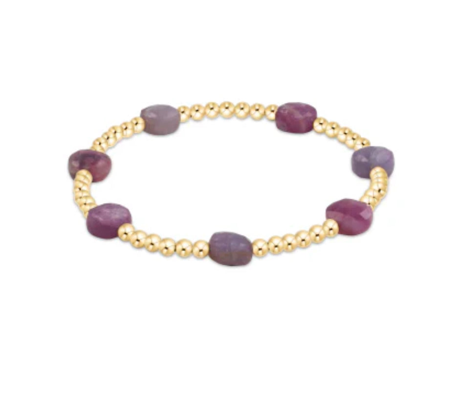 enewton - 7.25" Admire Gold 3mm Bead Bracelet - RUBY IN EGGPLANT COLOR