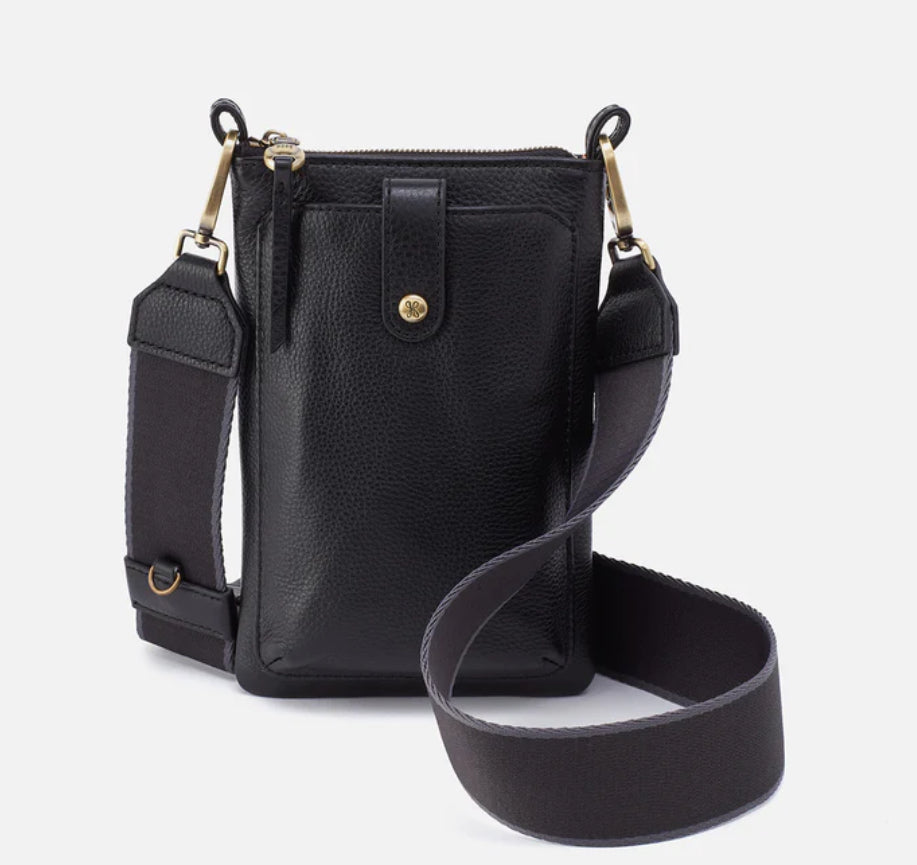 Cass Phone Crossbody- Black solid strap