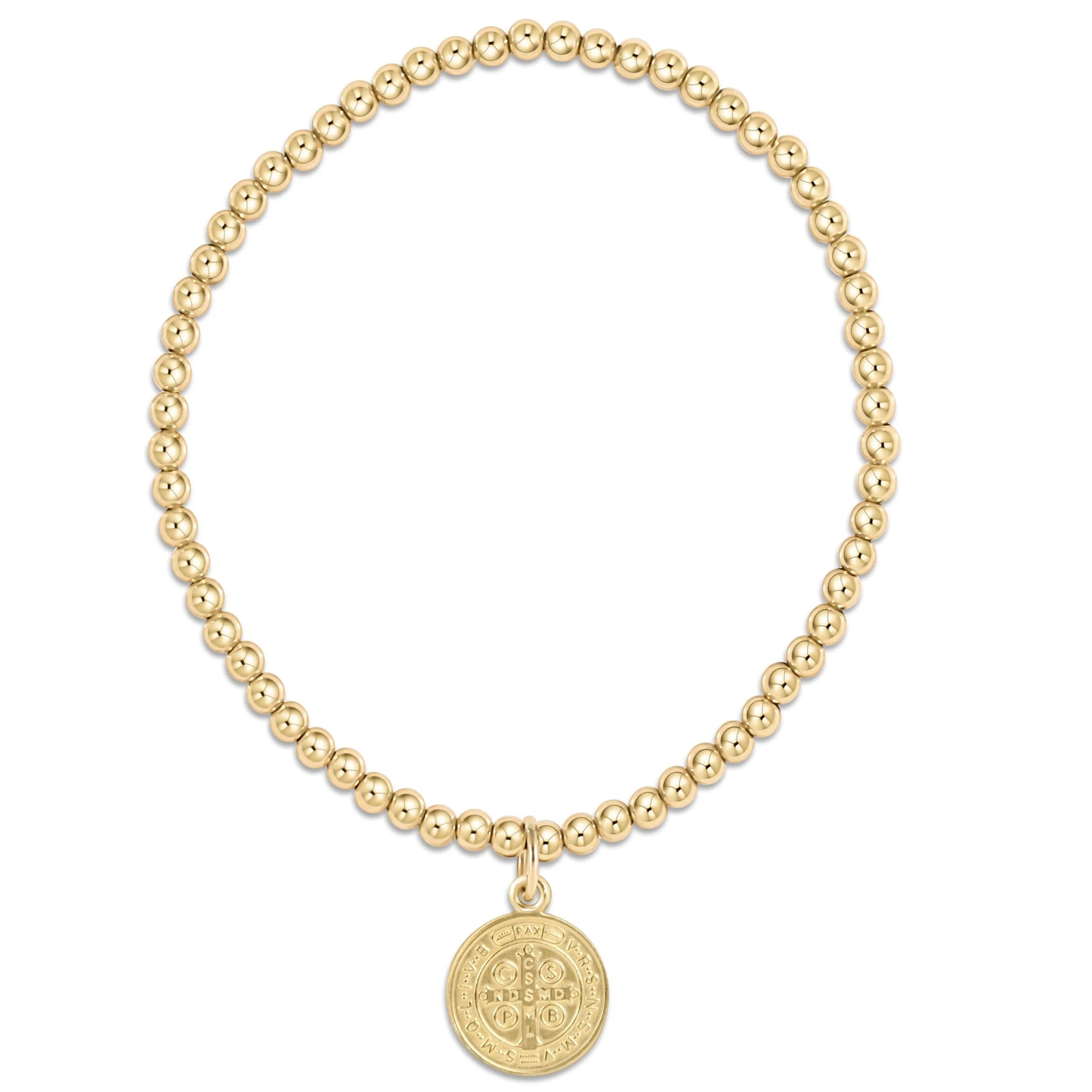 enewton - 6.25” classic gold 3MM bead bracelet - blessing gold disc