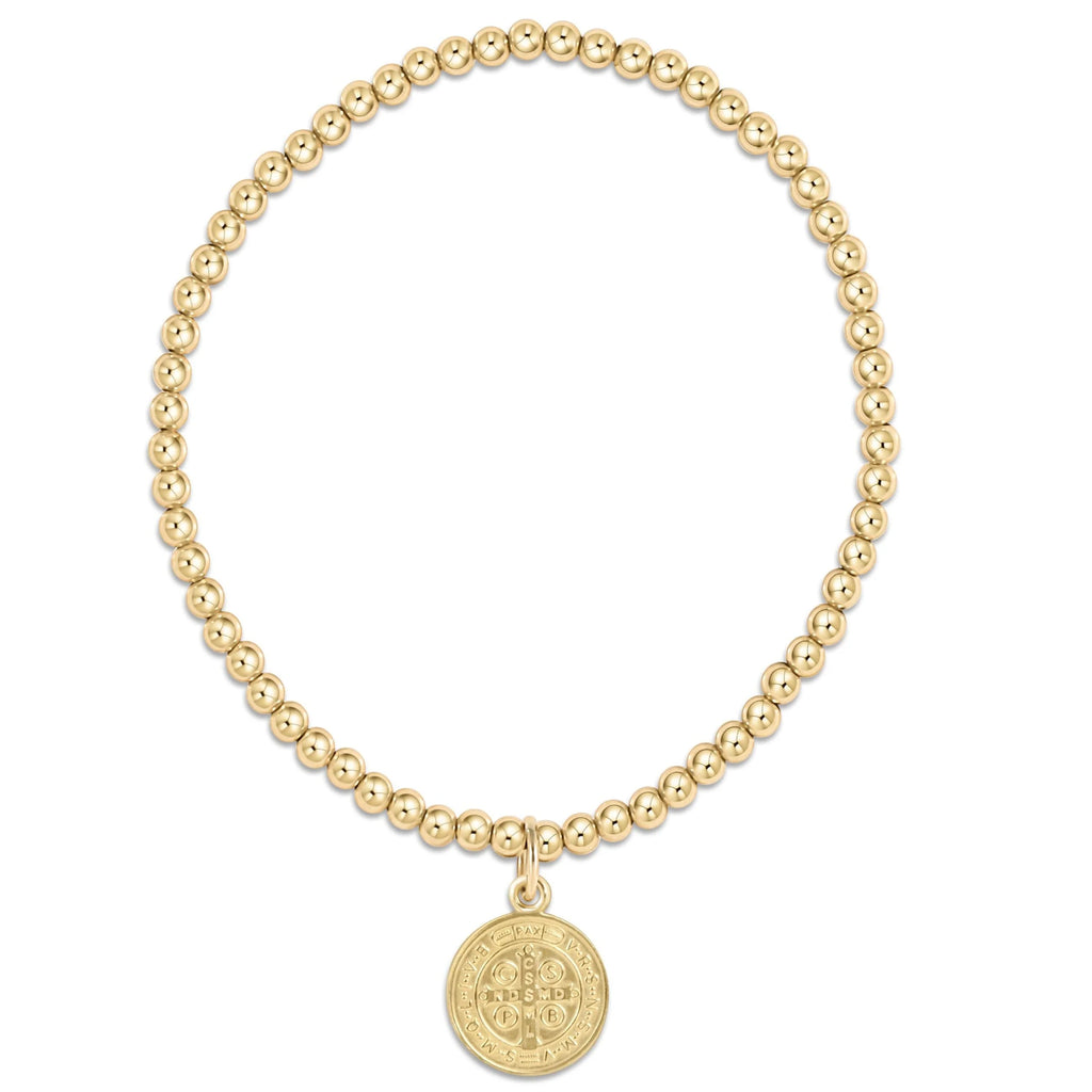 enewton - 6.25” classic gold 3MM bead bracelet - blessing gold disc