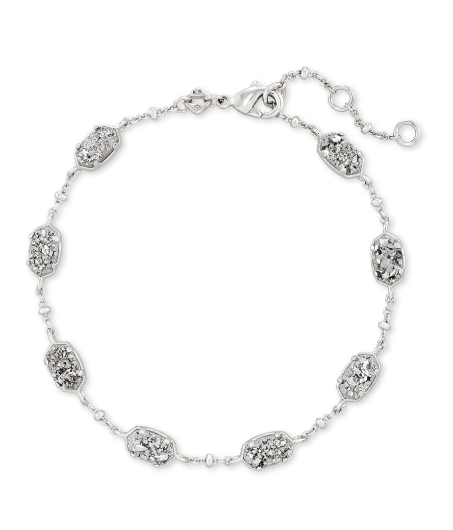 EMILIE LINK BRACELET RHODIUM PLATINUM DRUSY