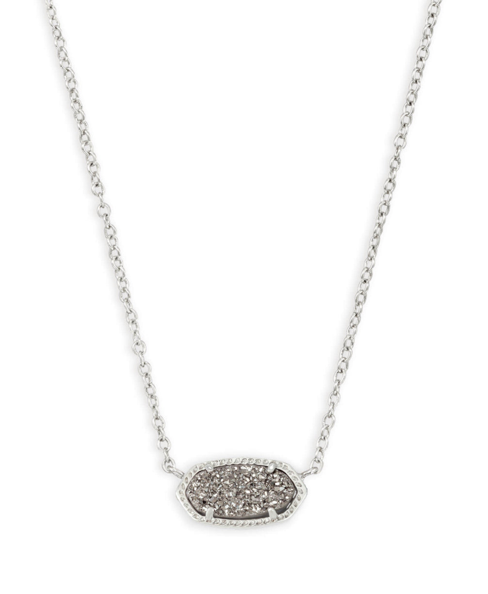 ELISA SHORT PENDANT NECKLACE RHODIUM OVER BRASS WITH PLATINUM DRUSY - KENDRA SCOTT