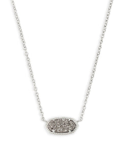 ELISA SHORT PENDANT NECKLACE RHODIUM OVER BRASS WITH PLATINUM DRUSY - KENDRA SCOTT