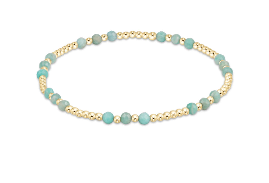 ENEWTON - 6.25" Gemstone Gold JOY Pattern 3mm Bead Bracelet - Amazonite