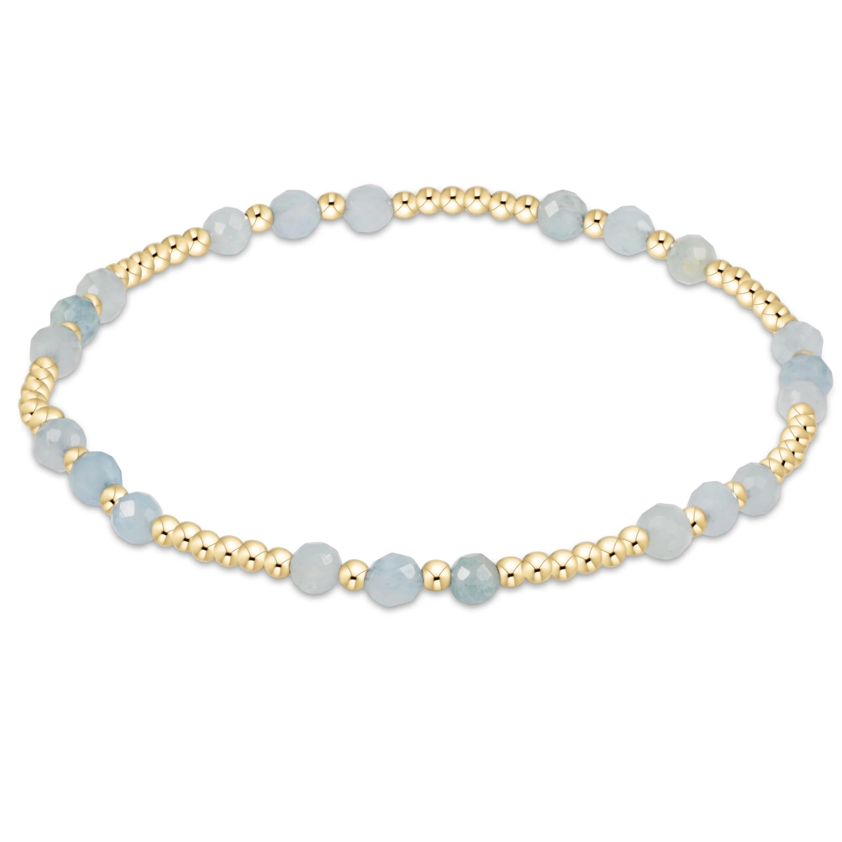 ENEWTON - 6.25" Gemstone Gold JOY Pattern 3mm Bead Bracelet - AQUA