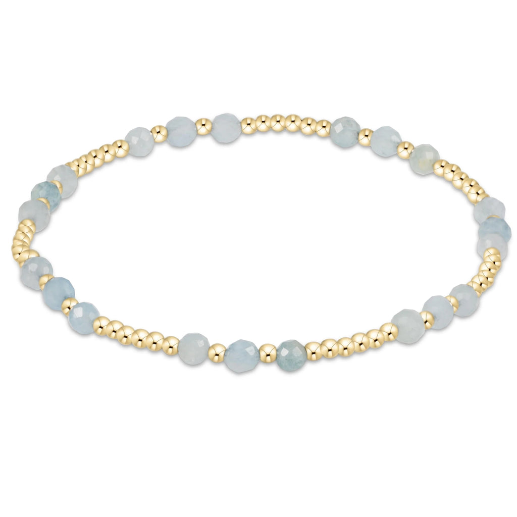 ENEWTON - 6.25" Gemstone Gold JOY Pattern 3mm Bead Bracelet - AQUA