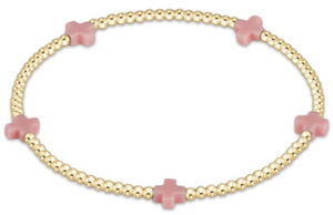 enewton - Signature Cross Small Gold Pattern 2mm Bead Bracelet - PINK
