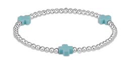 enewton - 7.25" Signature Cross Sterling Pattern 3mm Bead Bracelet - turquoise