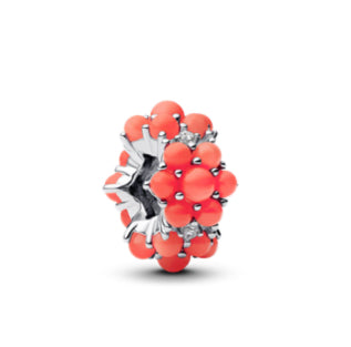 Sterling Silver Charm with Clear Cubic Zirconia and  Imitation Coral - Pandora- 793897C01