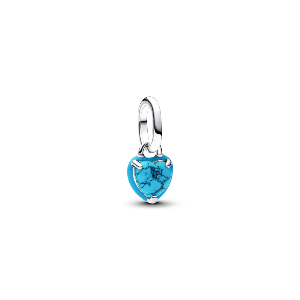 HEART STERLING SILVER MINI DANGLE WITH IMITATION TURQUOISE AND TURQUOISE ENAMEL Charm - Pandora Me - 793827C01