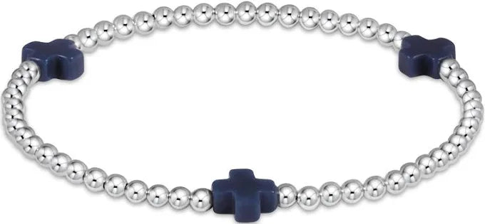 enewton - 7.25" Signature Cross Sterling Pattern 3mm Bead Bracelet - onyx
