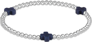 enewton - 7.25" Signature Cross Sterling Pattern 3mm Bead Bracelet - onyx