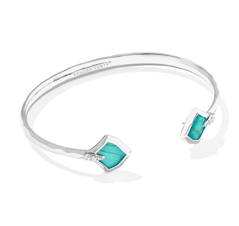 JOELLE CUFF BRACELET SILVER TONE BRIGHT AQUA ILLUSION