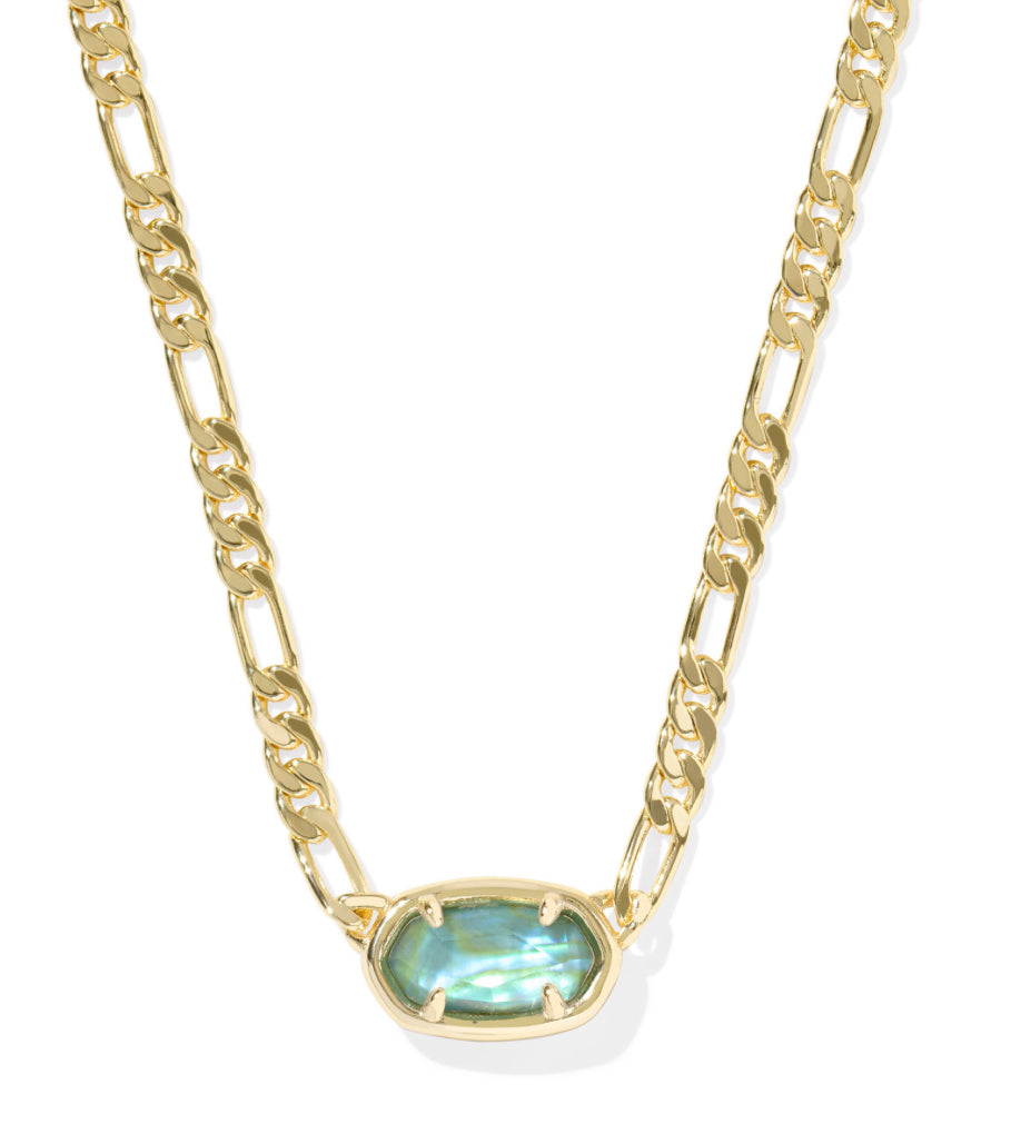ELISA FIGARO CHAIN SHOPENDANT NECKLACE GOLD DEEP AQUA ILLUSION
