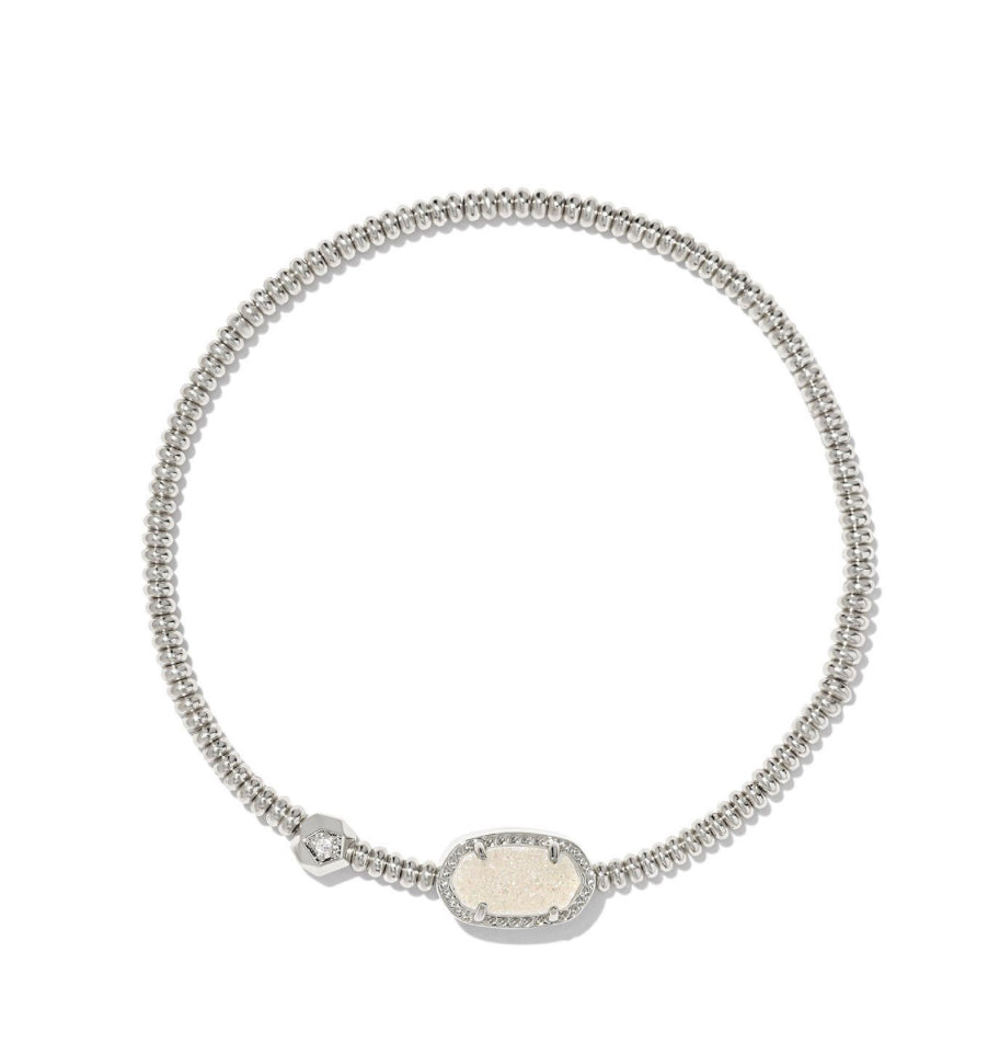 GRAYSON STRETCH BRACELET SILVER TONE RHODIUM PLATED - IRIDESCENT DRUSY  - KENDRA SCOTT