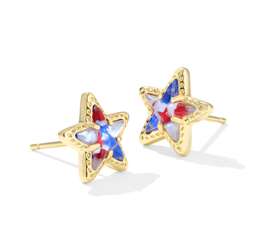 Cassidy Stud Earrings GOLD RED WHITE BLUE - KENDRA SCOTT