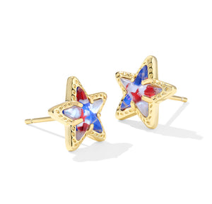 Cassidy Stud Earrings GOLD RED WHITE BLUE - KENDRA SCOTT