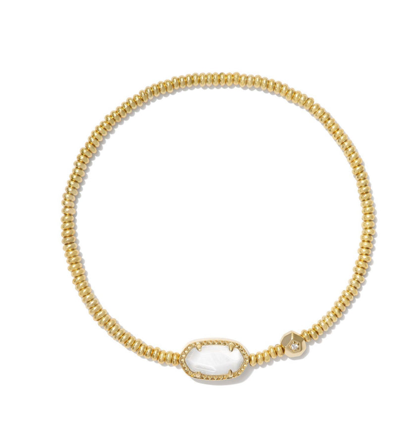 GRAYSON STRETCH BRACELET GOLD WHITE MOTHER OF PEARL