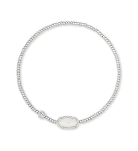 GRAYSON STRETCH BRACELET SILVER TONE RHODIUM PLATED - IVORY MOTHER OF PEARL  - KENDRA SCOTT