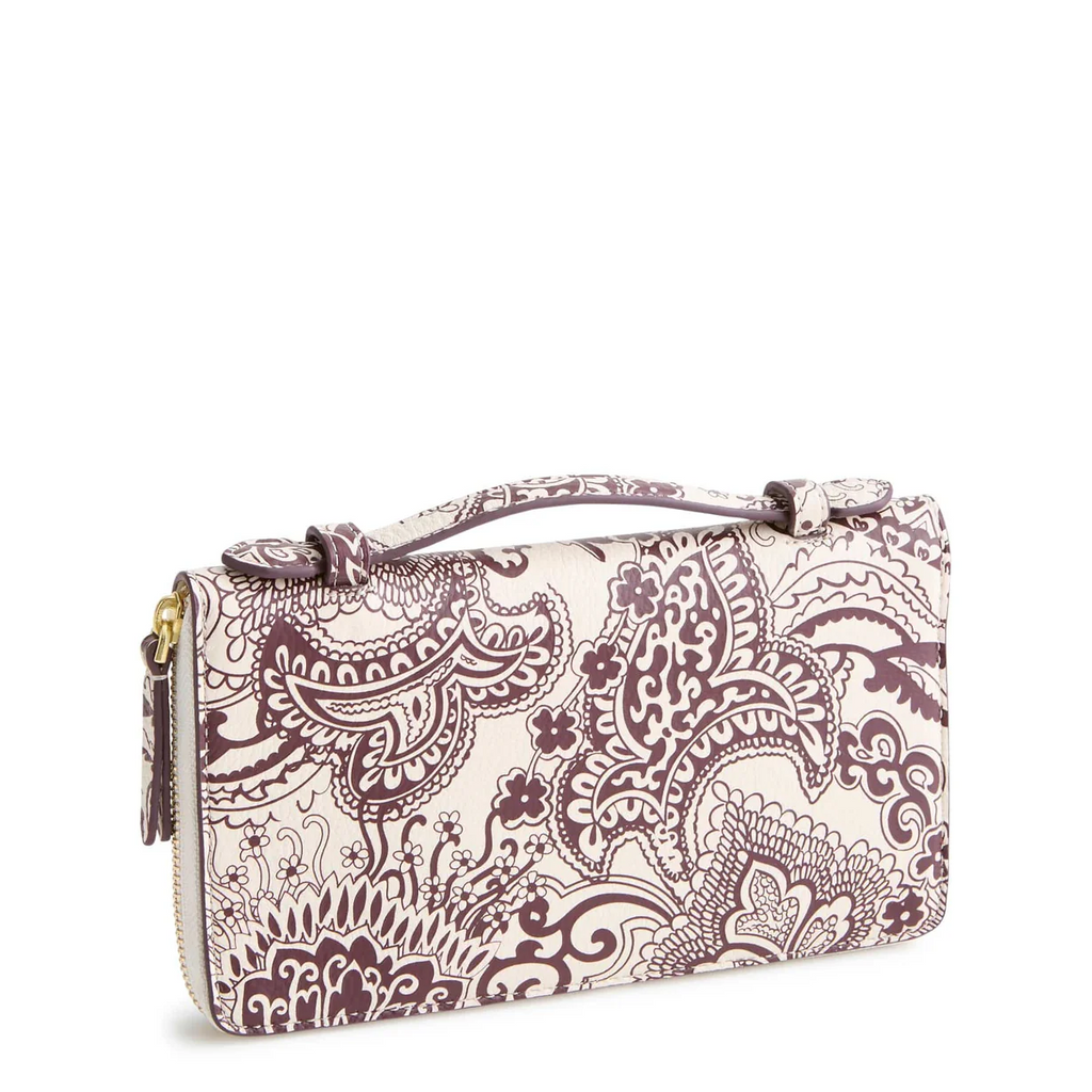 Travel Wallet - Eclectic Paisley Cottage Cream in Leather -Vera Bradley