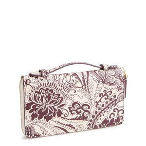 Travel Wallet - Eclectic Paisley Cottage Cream in Leather -Vera Bradley