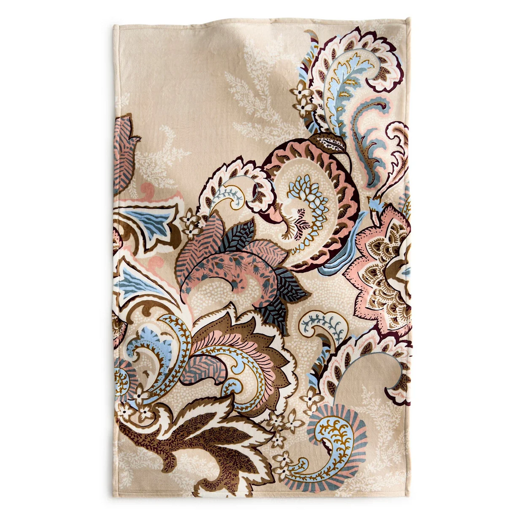 Plush Throw Blanket- Don’t Leaf Me Paisley Pumice Stone Fleece Throw - Vera Bradley
